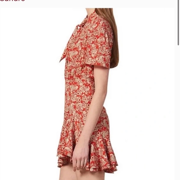 Sandro Lane Paisley Mini Dress Red - Picture 3 of 7